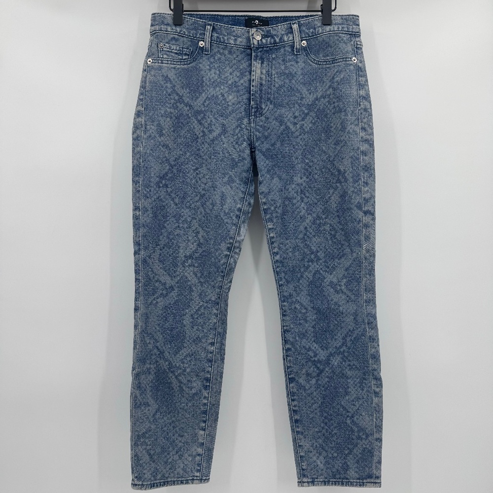 7 For All Mankind Jeans Women 29 Blue Skinny Snake Coated Stretch Western 90s